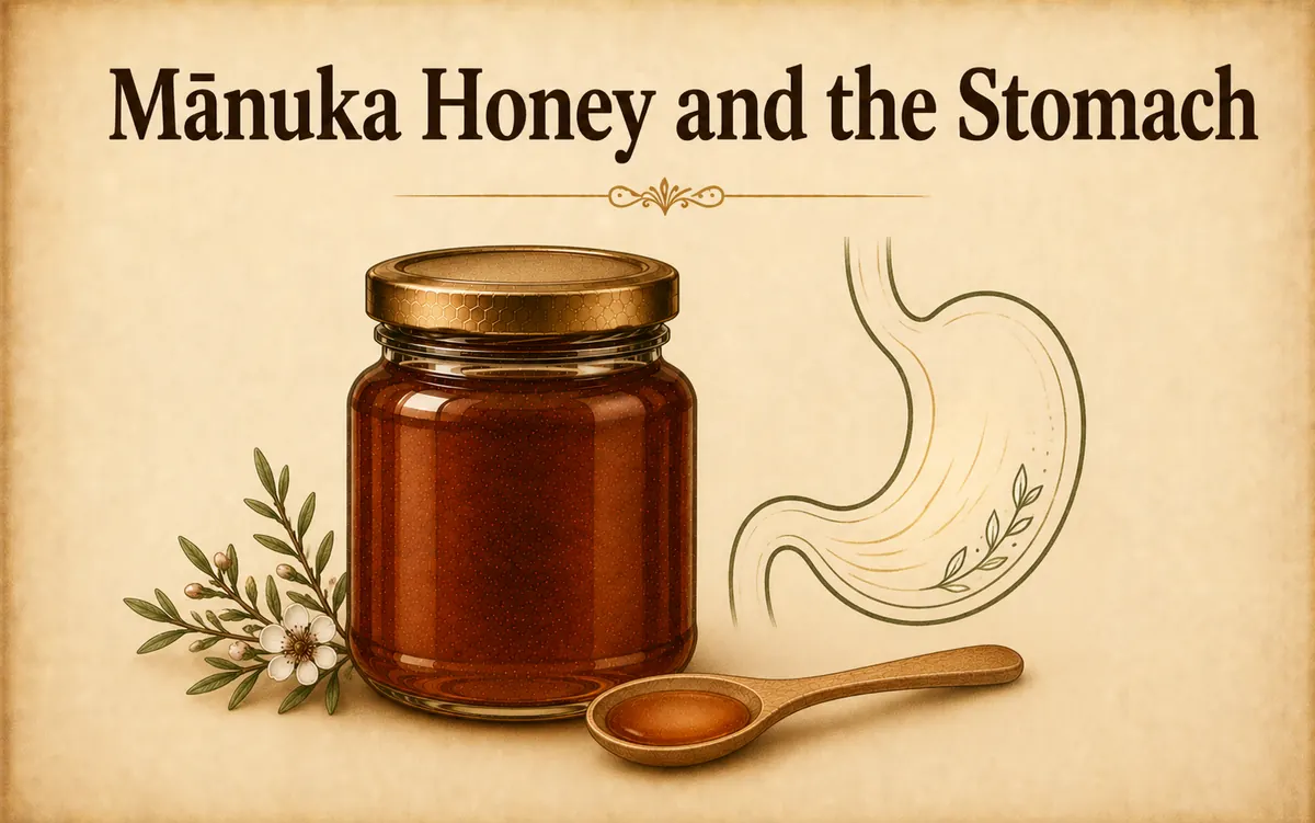 Manuka honey and the stomach: jar with stomach diagram